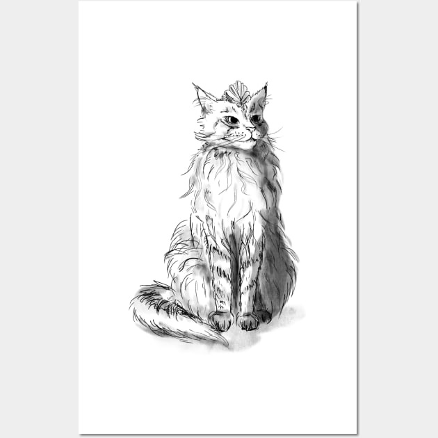 The maine coon cat queen Wall Art by Verchi